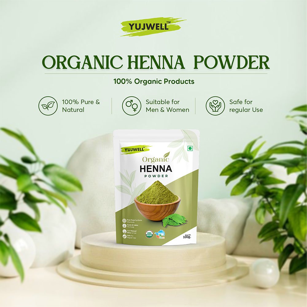 YUJWELL Organic Henna Powder – USDA & India Organic Certified Natural Hair Color
