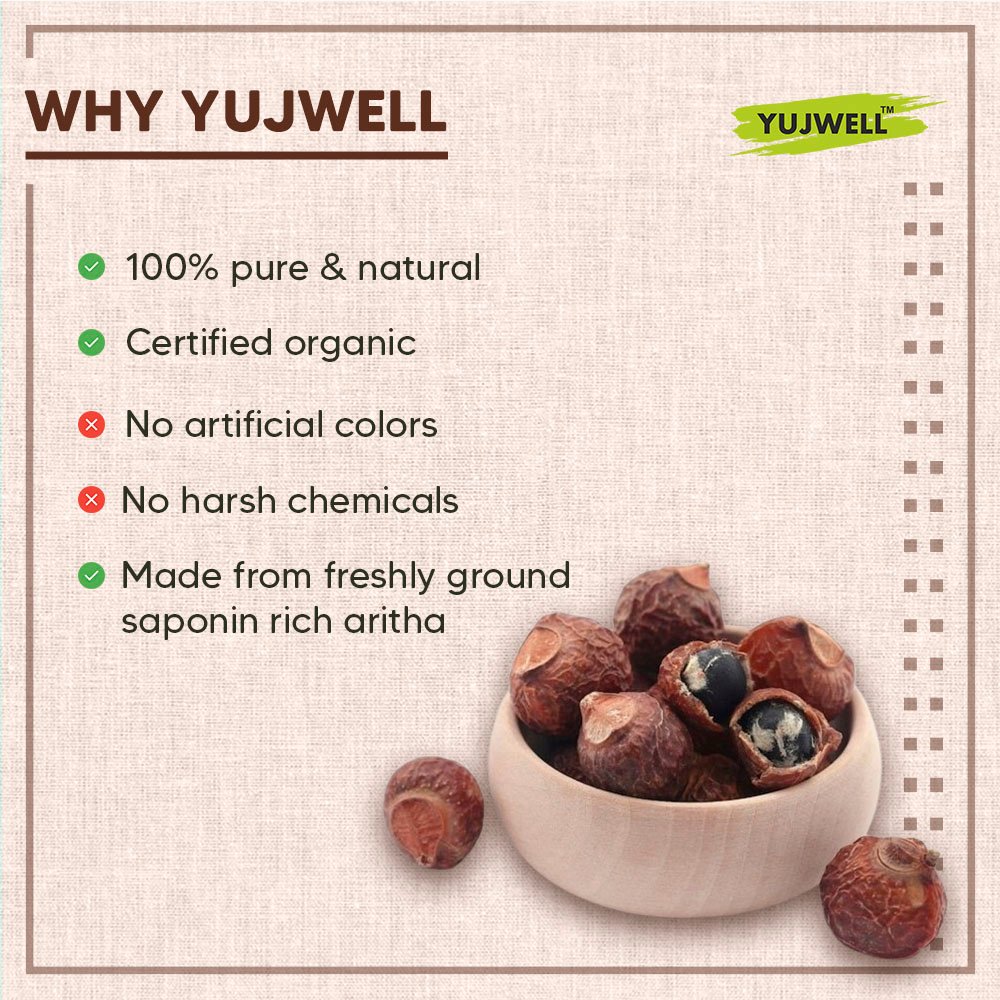 YUJWELL Organic Aritha Powder – USDA & India Organic Certified Natural Hair Cleanser