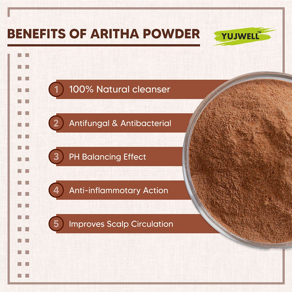 YUJWELL Organic Aritha Powder – USDA & India Organic Certified Natural Hair Cleanser