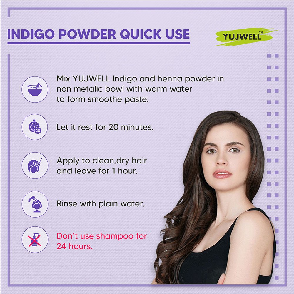 YUJWELL Organic Indigo Powder – USDA & India Organic Certified Natural Hair Color