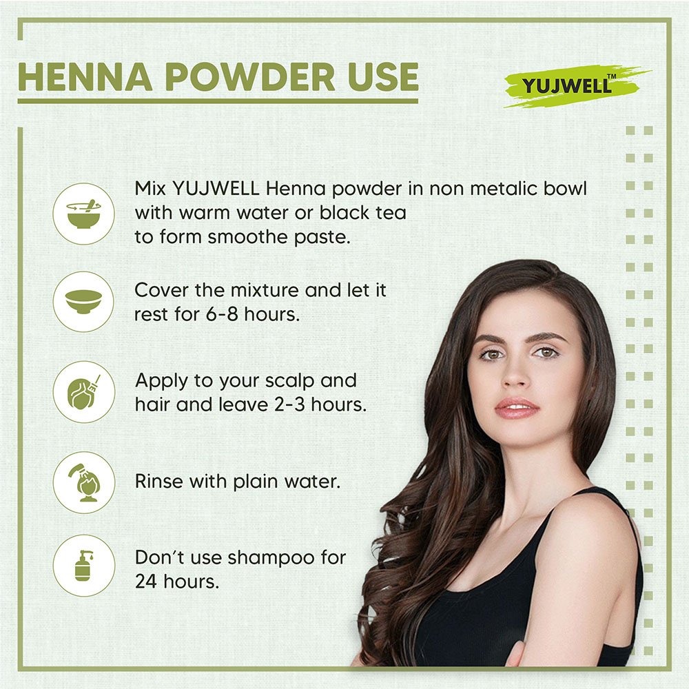 YUJWELL Organic Henna Powder – USDA & India Organic Certified Natural Hair Color