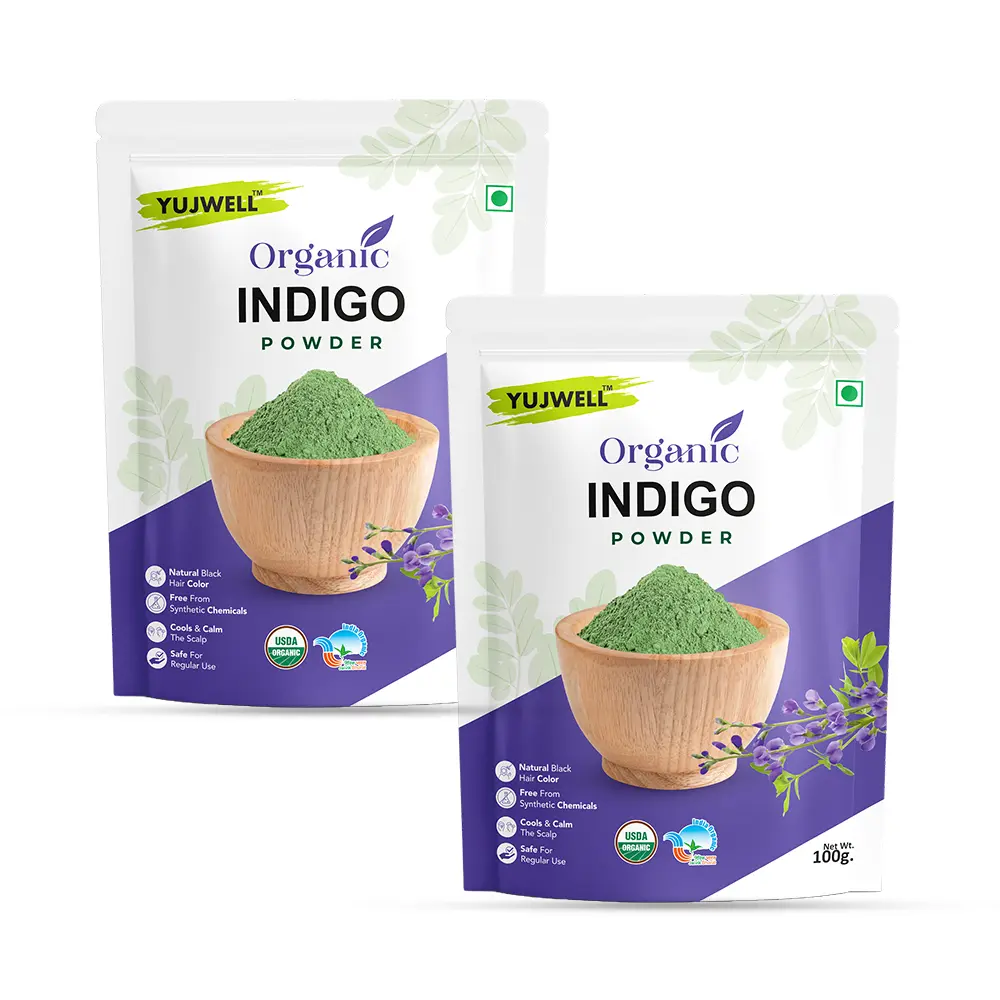 YUJWELL Organic Indigo Powder Pack of 2 (100g x 2) | USDA Organic Certified