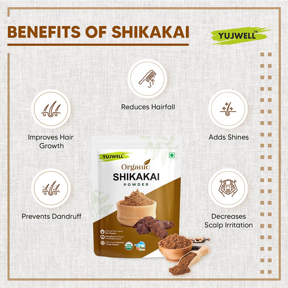 YUJWELL Organic Shikakai Powder – USDA & India Organic Certified Natural Hair Cleanser