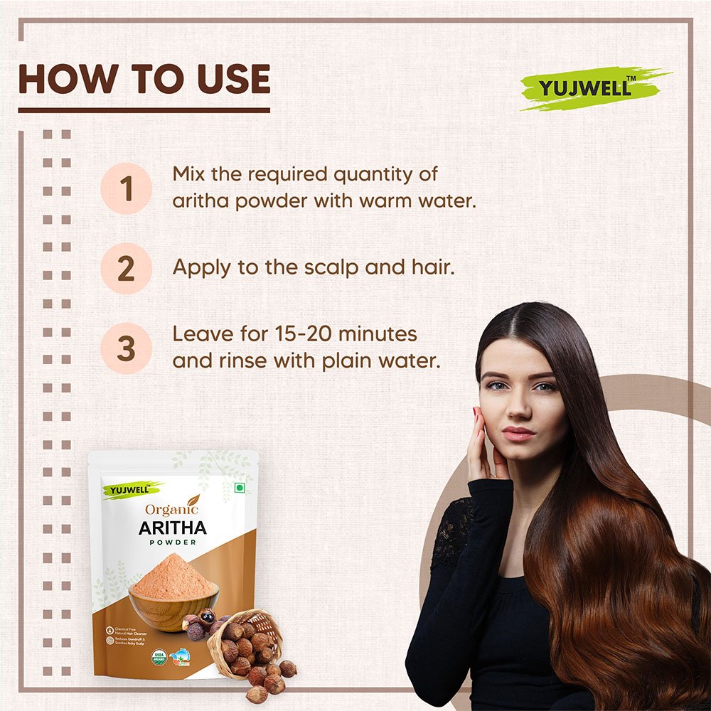 YUJWELL Organic Aritha Powder – USDA & India Organic Certified Natural Hair Cleanser