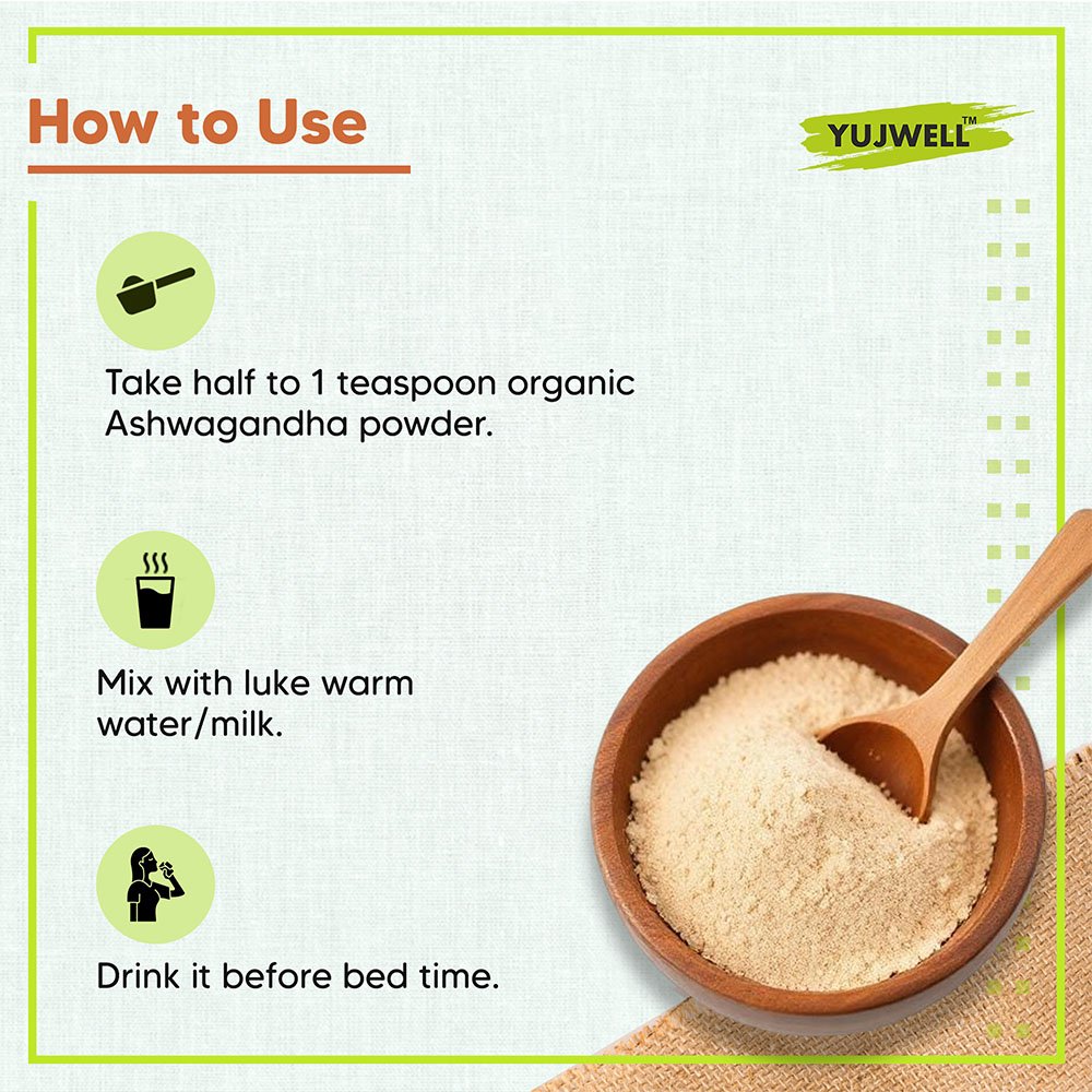 YUJWELL Organic Ashwagandha Powder – USDA & India Organic Certified