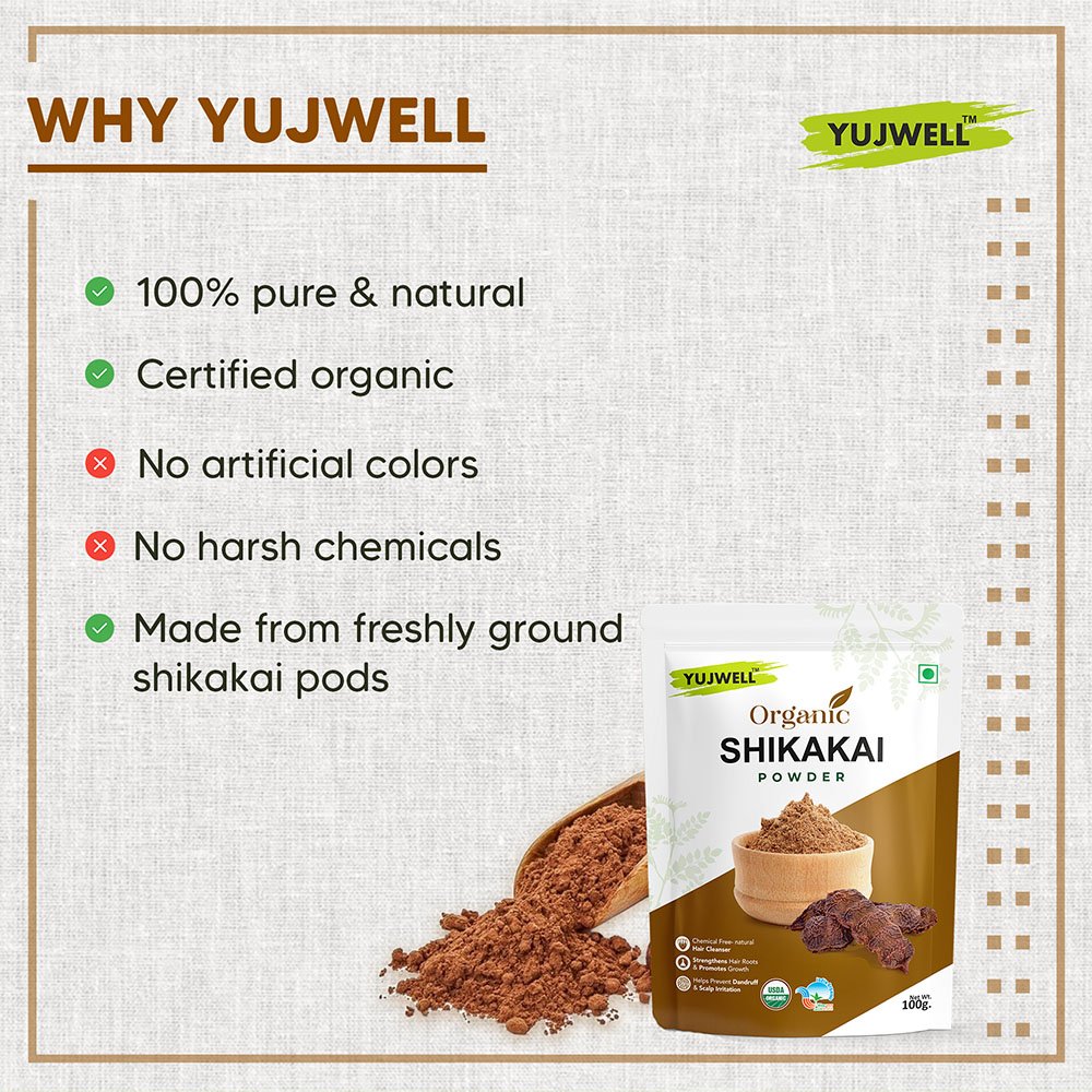 YUJWELL Organic Shikakai Powder – USDA & India Organic Certified Natural Hair Cleanser