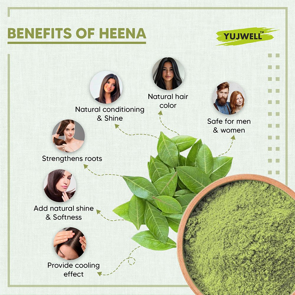 YUJWELL Organic Henna Powder – USDA & India Organic Certified Natural Hair Color