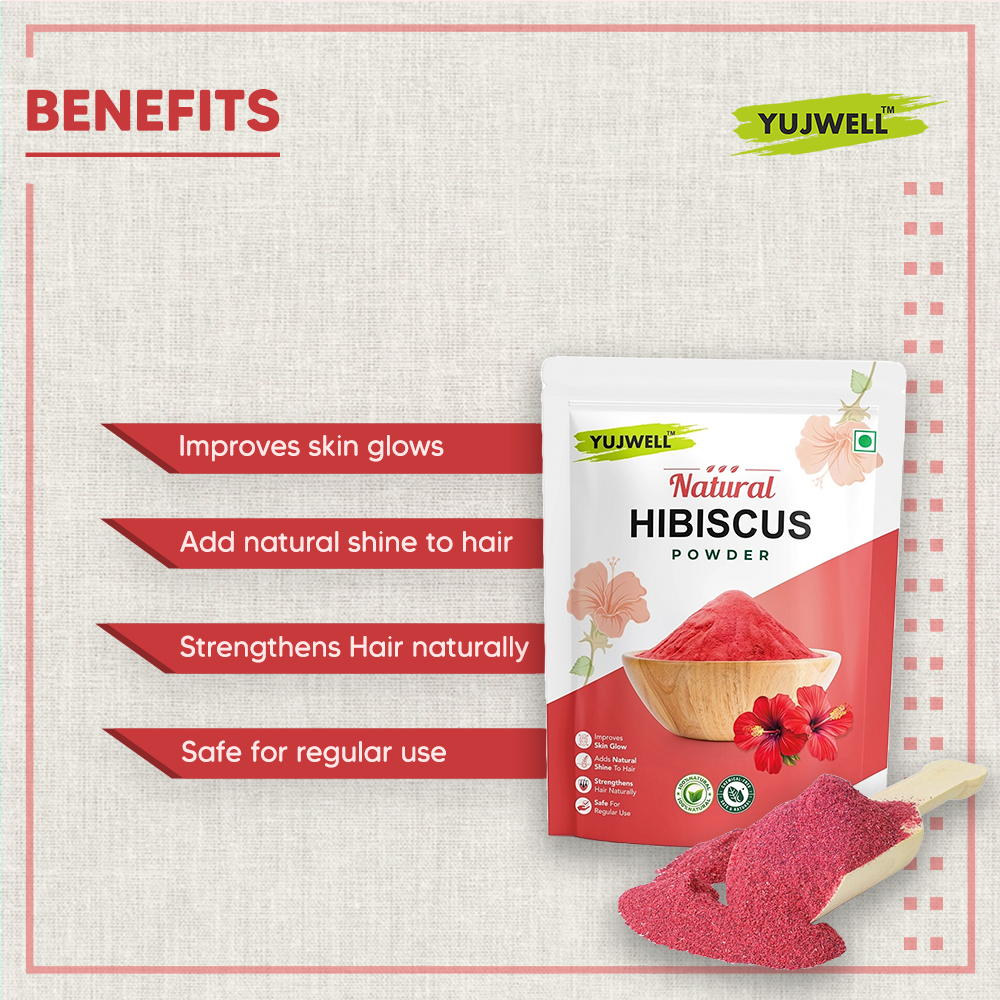 YUJWELL Natural Hibiscus Powder – USDA & India Organic Certified Herbal Hair Care