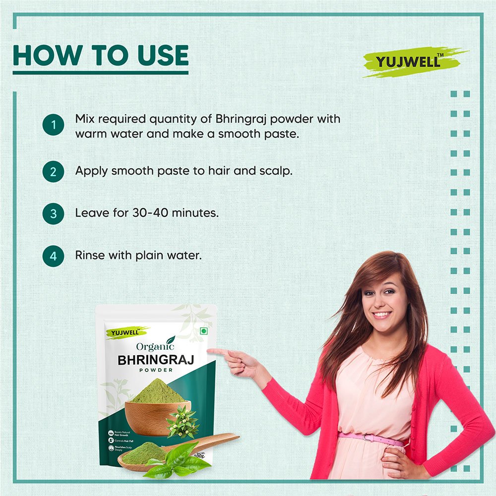 YUJWELL Organic Bhringraj Powder – USDA & India Organic Certified Hair Care Herb