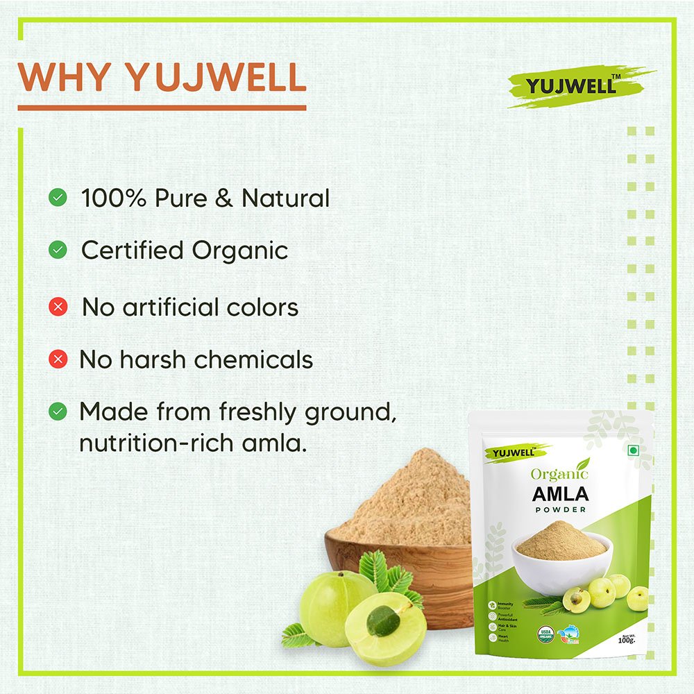 YUJWELL Organic Amla Powder – USDA & India Organic Certified Herbal Superfood