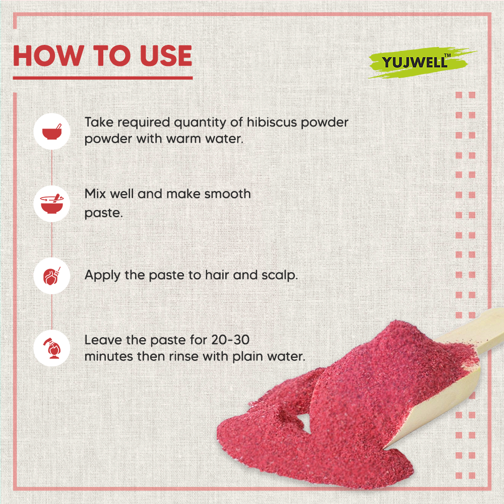 YUJWELL Natural Hibiscus Powder – USDA & India Organic Certified Herbal Hair Care