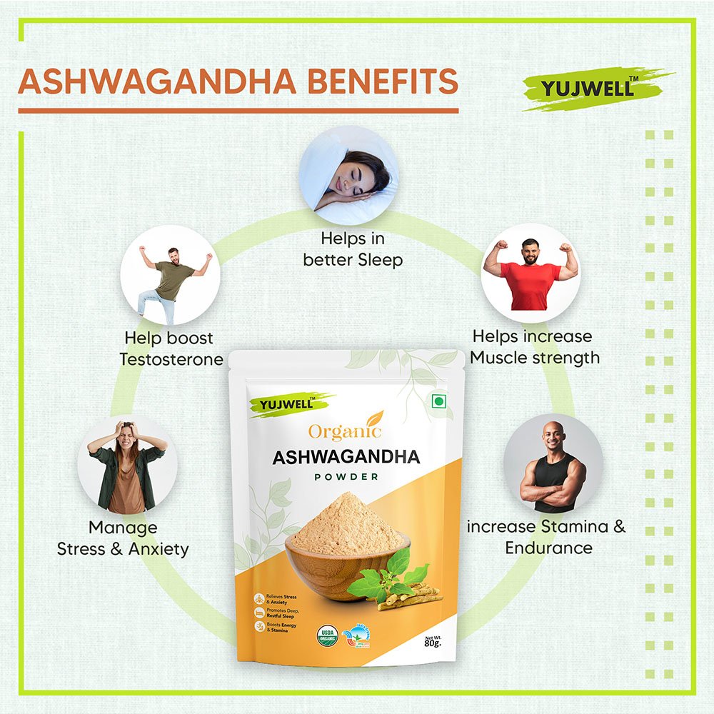 YUJWELL Organic Ashwagandha Powder – USDA & India Organic Certified