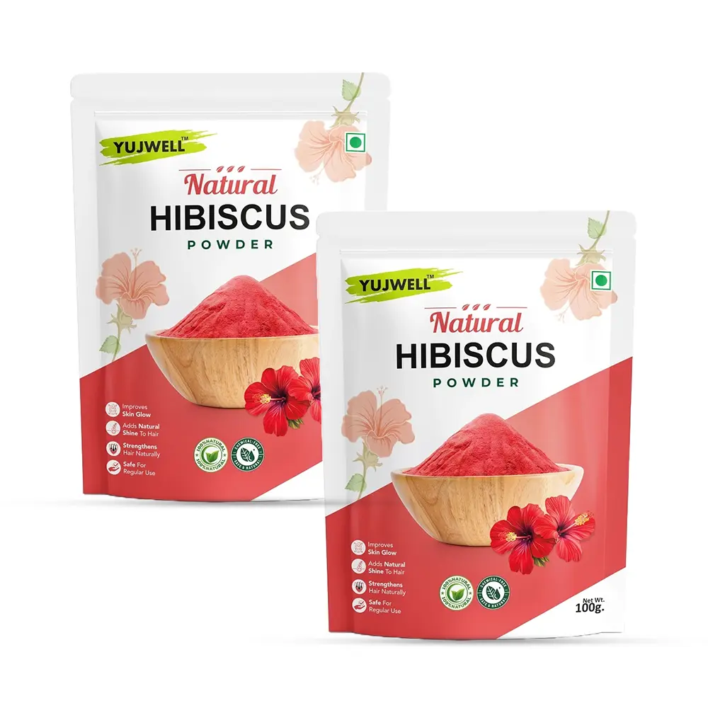 YUJWELL Natural Hibiscus Powder Pack of 2 (100g x 2) | Premium Herbal Hair Care