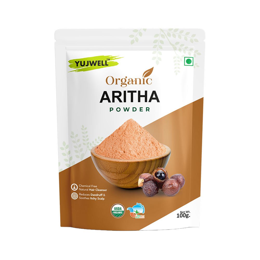 YUJWELL Organic Aritha Powder – USDA & India Organic Certified Natural Hair Cleanser