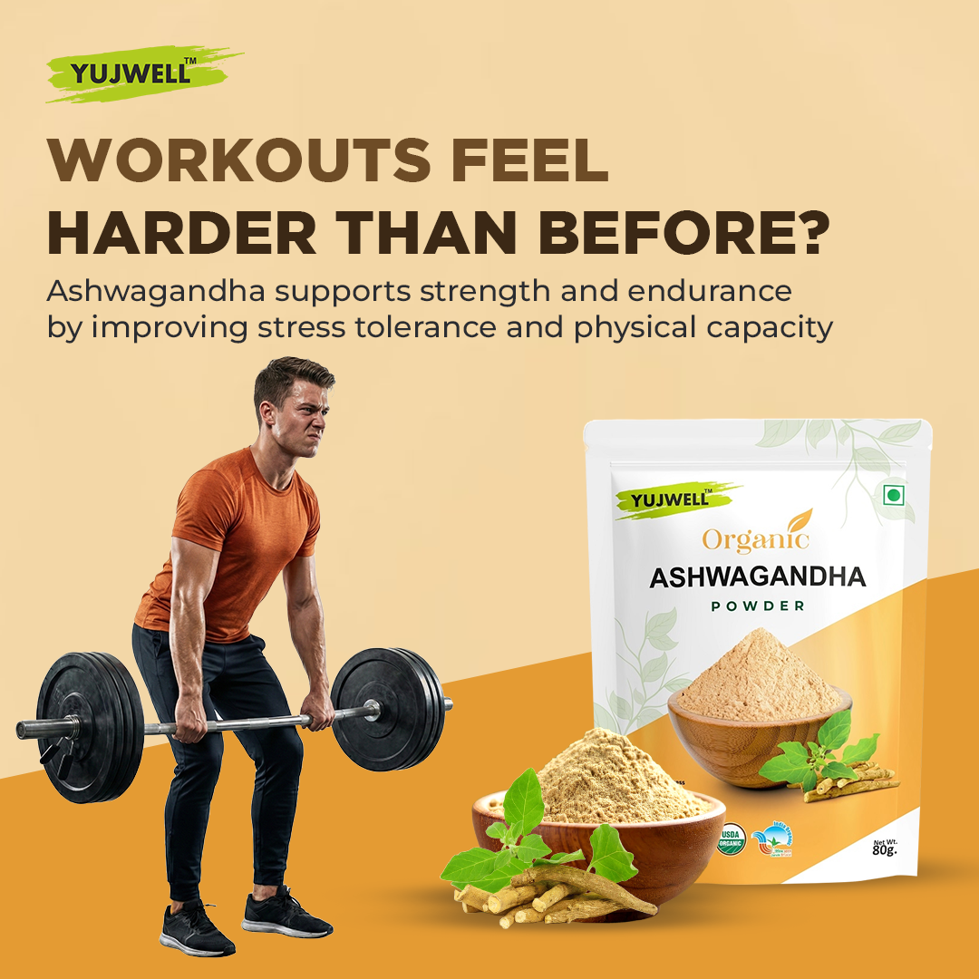 YUJWELL Organic Moringa & Ashwagandha Powder Combo | USDA Organic & India Organic Certified