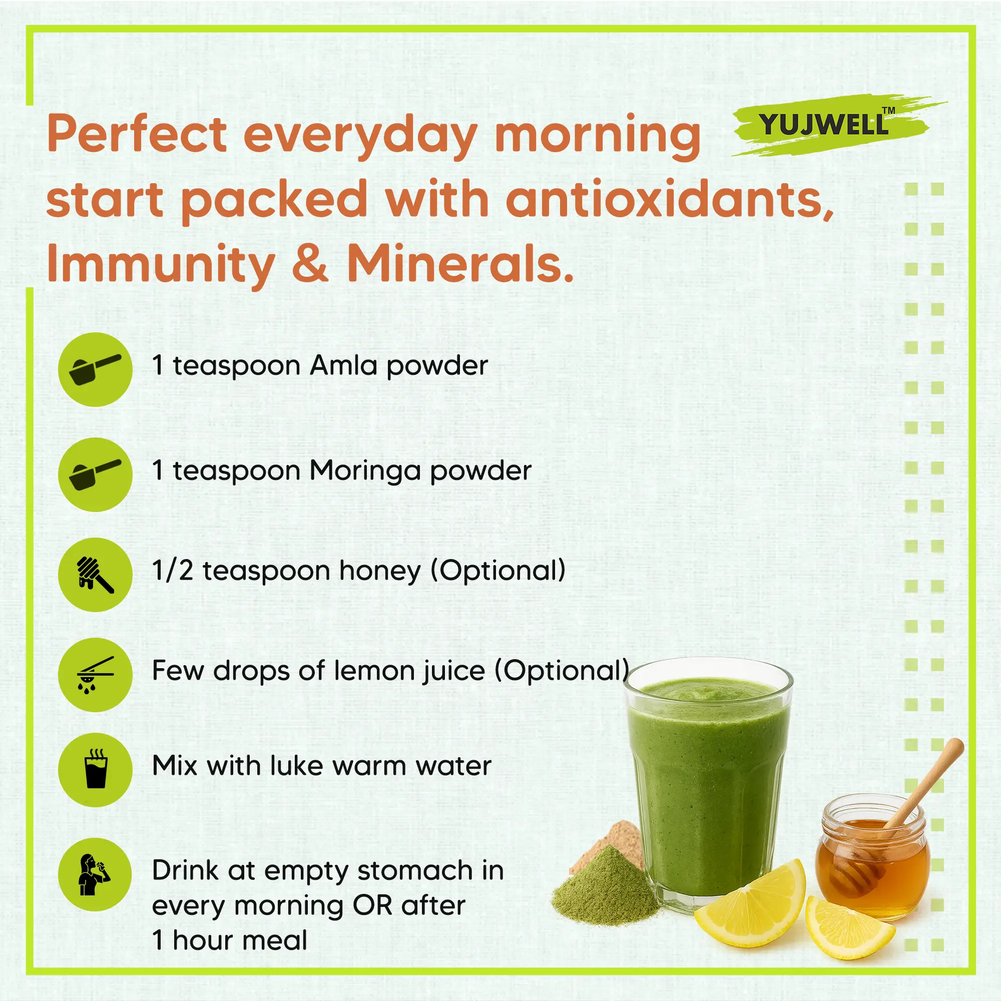YUJWELL Organic Amla & Moringa Powder Combo | USDA Organic & India Organic Certified